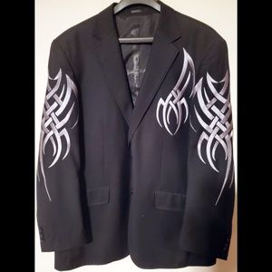 Enzo Sport Embroidered Tribal Design Blazer